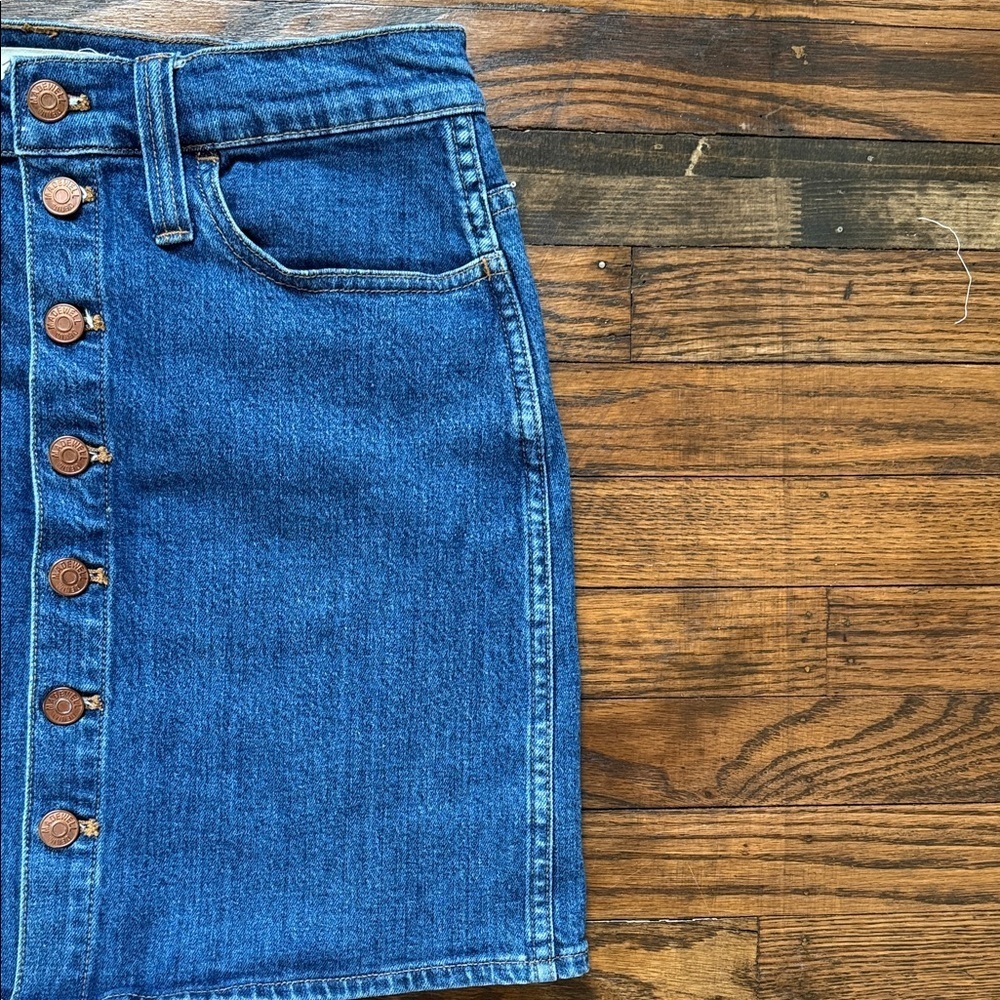 Madewell Blue Denim Button Front Mini Skirt Size 27 - Picture 5 of 8